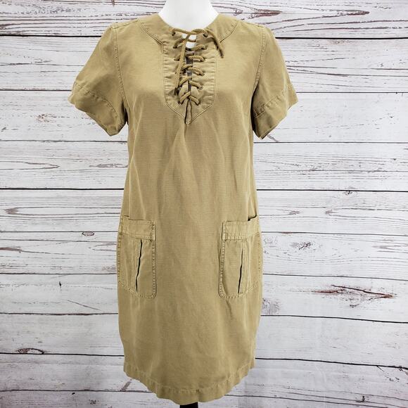 J.CREW Women's Linen Blend Lace Up Cargo Dress Size 6 - Picture 2 of 14